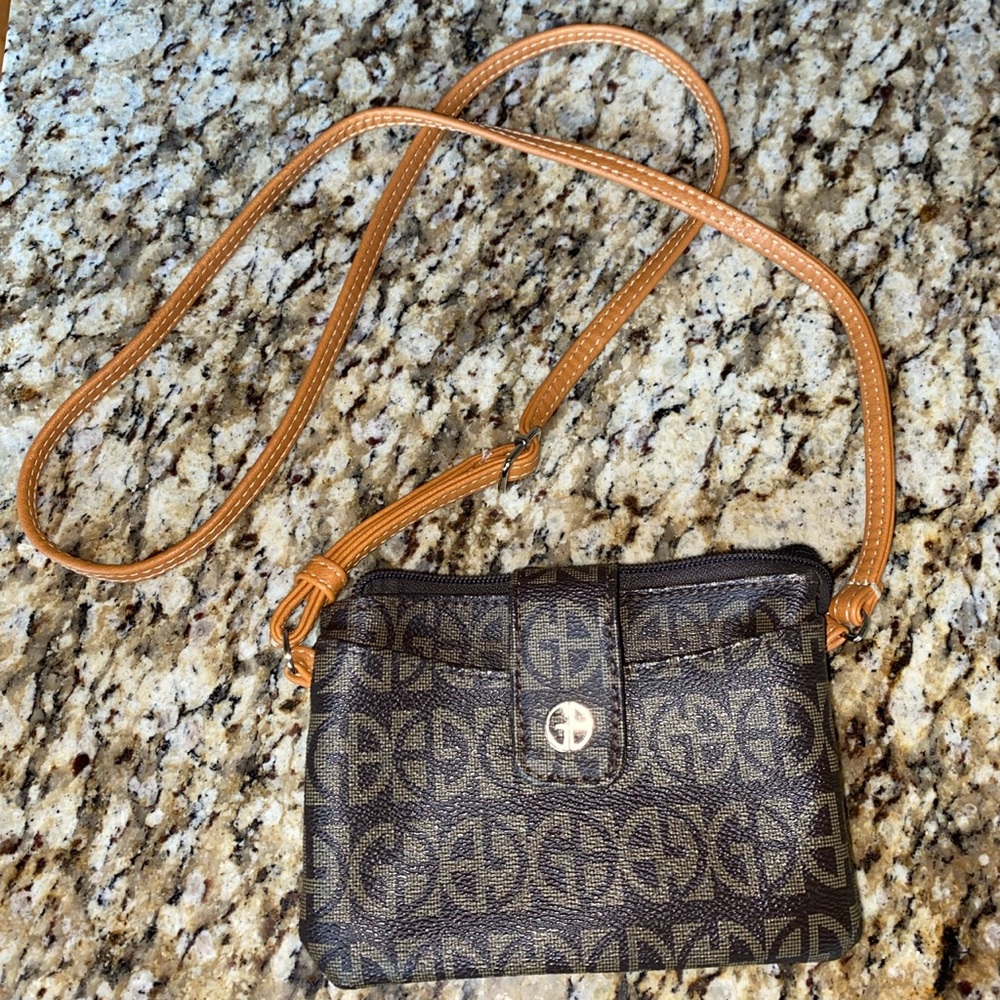 Gianni Bernini leather brown and tan mini satchel